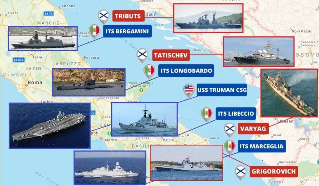 Адриатическое море: у берегов Италии российские корабли контролируют флот НАТО